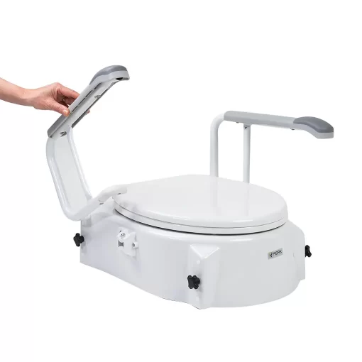 Raised Toilet Seat with Swing Back Arms